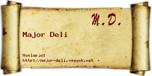 Major Deli névjegykártya